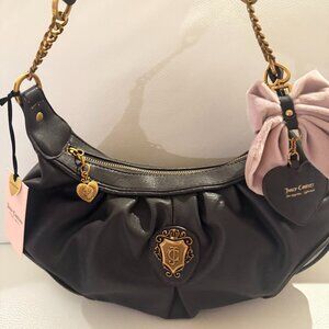 NEW RELEASE JUICY COUTURE JUICY ROMANCE HOBO CHOCOLATE BLUSH BOW KEY FOB